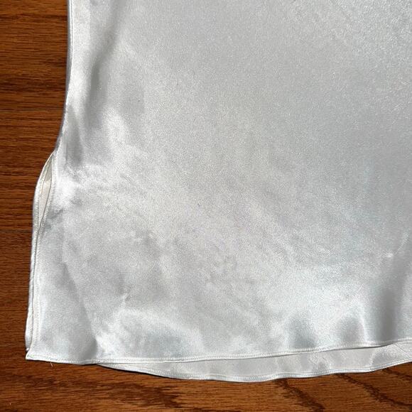Oscar de la Renta Vintage Pink Label Ivory Satin Logo Sleep Tank Top - Picture 10 of 13